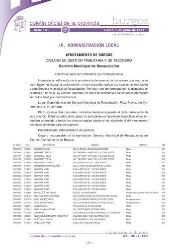 Anuncio 201103621 - Boletín Oficial de la Provincia de Burgos ...
