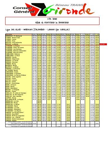 TG_Fiche Horaire Ligne 501 Eté