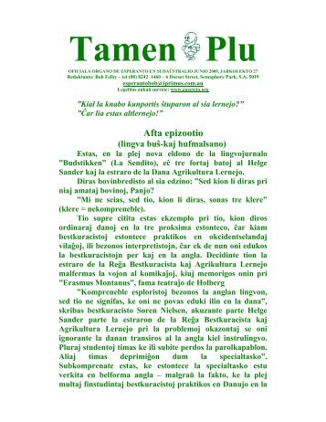 Tamen Plu - Esperanto en Sudaŭstralio
