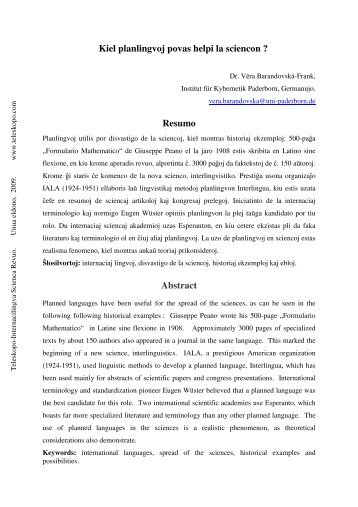 Kiel planlingvoj povas helpi la sciencon ? Resumo ... - Teleskopo