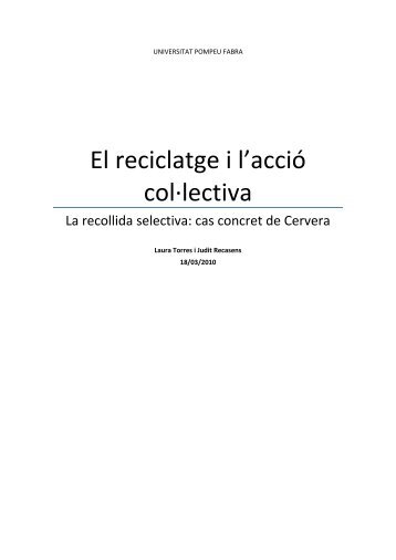 El reciclatge i l'acció col lectiva - Universitat Pompeu Fabra