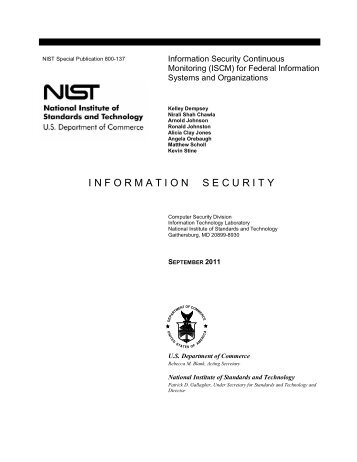 NIST SP 800-137, Information Security Continuous Monitoring ...