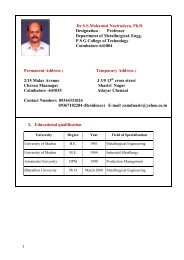 Complete Profile of the Faculty - PSG College of Technology