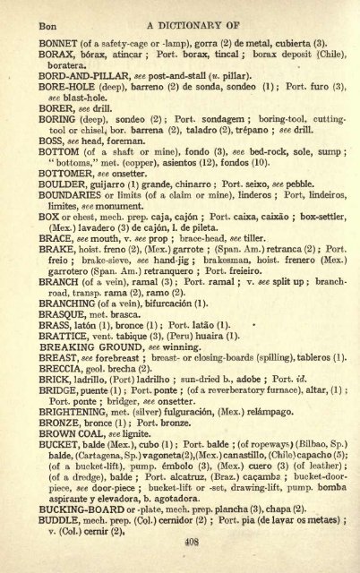 Dictionary of Spanish Mining Terms - 1ORO1.COM