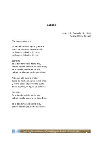 AURORA Letra: H.C. Quesada y L. Illiaca Música: Héctor Panizza ...