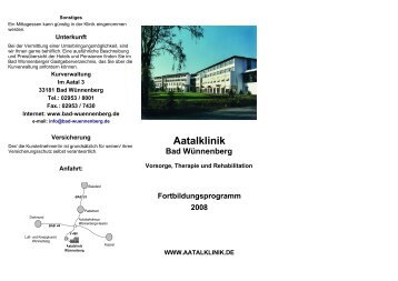 Fortbildungsprogramm 2008 - Aatalklinik Wünnenberg