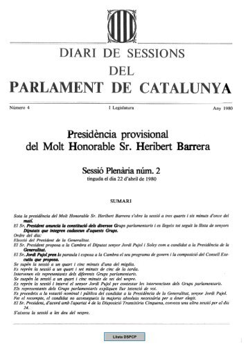 DSPC-P 004/01 - Parlament de Catalunya