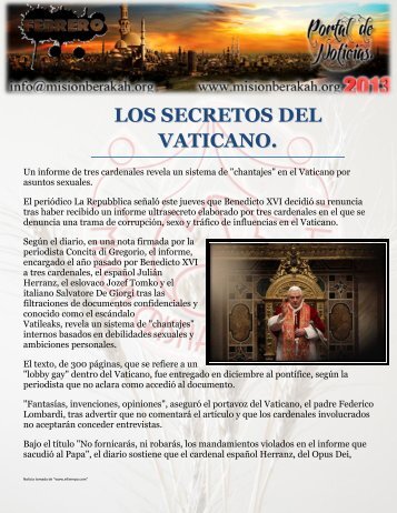 LOS SECRETOS DEL VATICANO. - Mision Cristiana Berakah