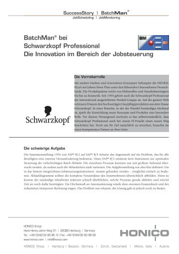 BatchMan® bei Schwarzkopf Professional Die Innovation ... - HONICO