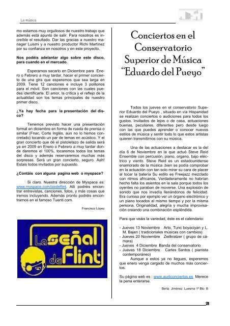 Revista del I .E .S . Miguel de Molinos. Año 6 Nº 19 Invierno 2008 La ...