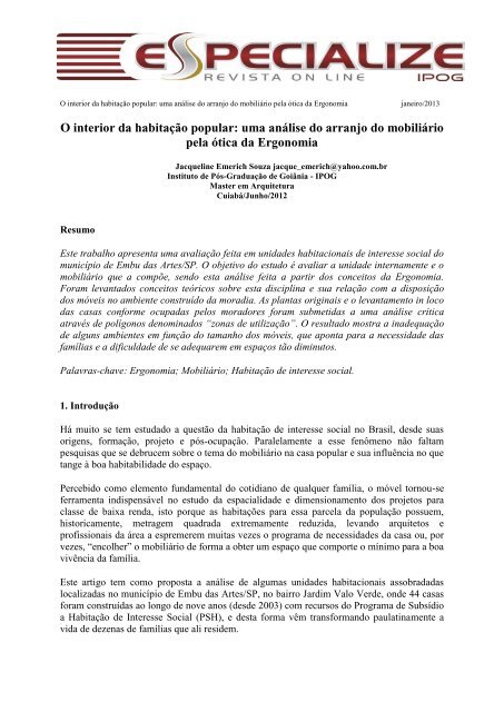 O interior da habitação popular: uma análise do arranjo do ... - IPOG