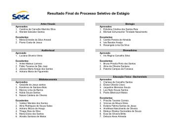 Resultado Final do Processo Seletivo de Estágio - SESC