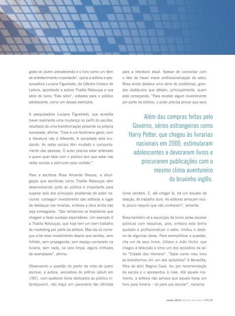 Revista Palavra 2012 - Sesc