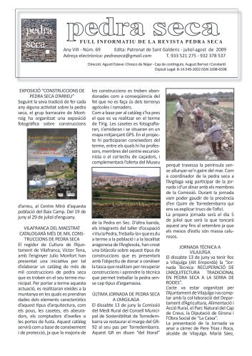 FULL INFORMATIU DE LA REVISTA PEDRA SECA Any VIII - Núm ...