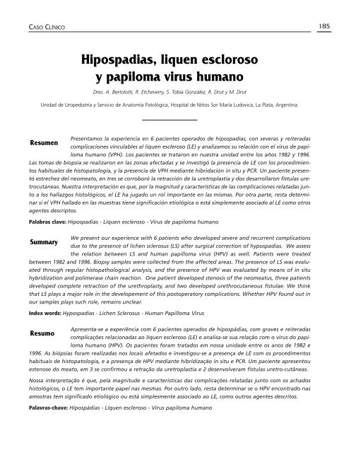 Hipospadias, liquen escloroso y papiloma virus humano - ACACI