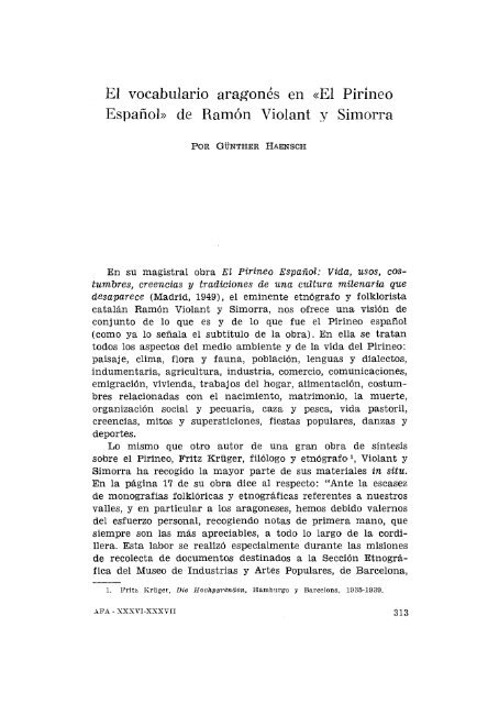 El vocabulario aragonés en "El Pirineo español" de Ramón Violant y ...