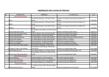 ENDEREÇOS DOS LOCAIS DE PROVAS
