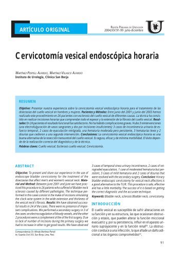 Cervicotomía vesical endoscópica horaria - Sociedad Peruana de ...