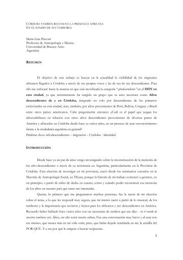 Córdoba también reconoce la presencia africana en el sonido de ...