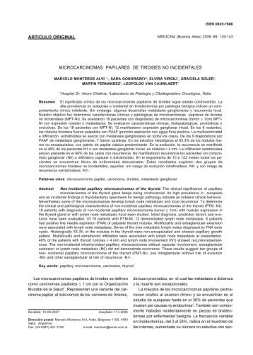 MICROCARCINOMAS PAPILARES DE TIROIDES NO INCIDENTALES