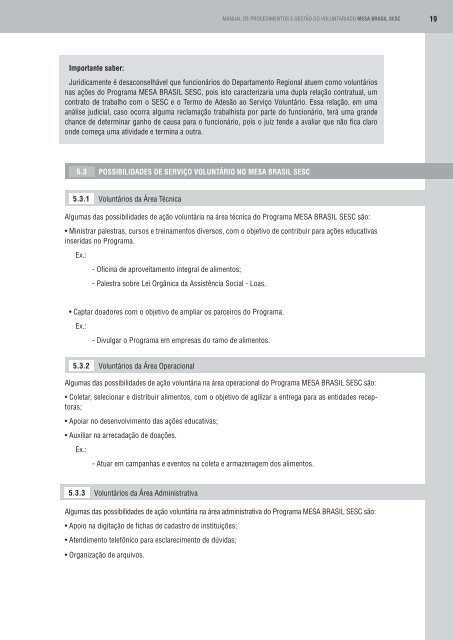 Manual de procedimentos e gestão do voluntariado - Sesc