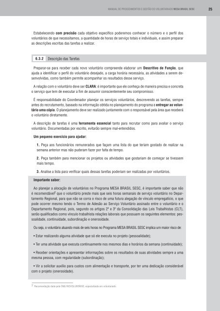 Manual de procedimentos e gestão do voluntariado - Sesc