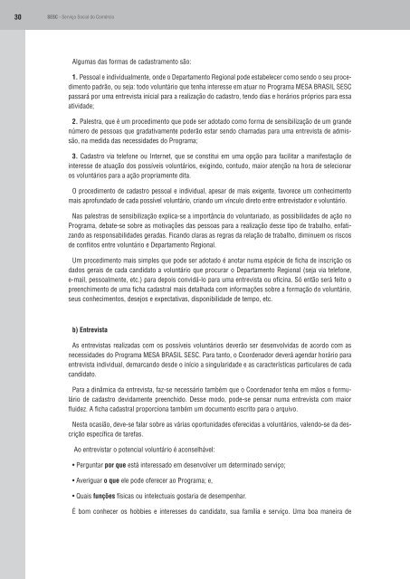 Manual de procedimentos e gestão do voluntariado - Sesc