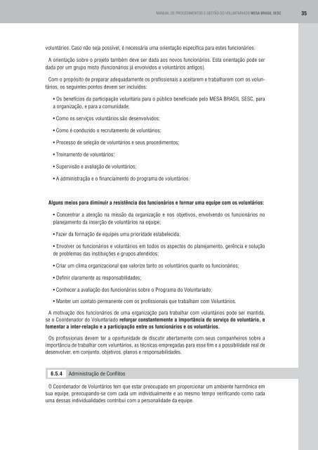 Manual de procedimentos e gestão do voluntariado - Sesc