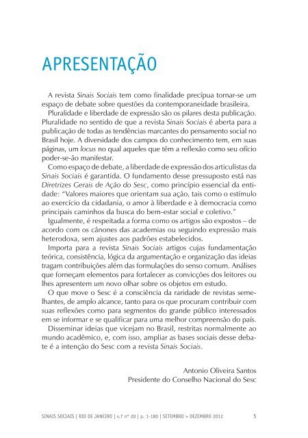 Revista Sinais Sociais N20 pdf - Sesc