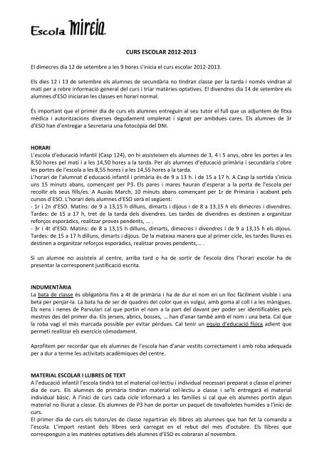 CARTA ESTIU 2012-13 - Escola Mireia