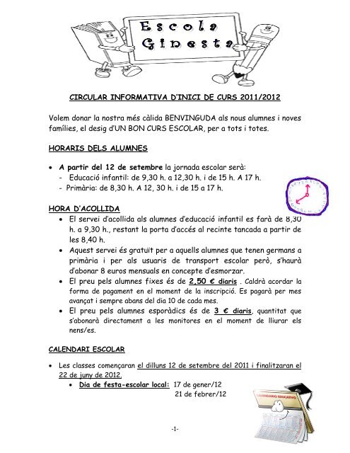 CIRCULAR- INICI CURS.pdf - Escola-Ginesta