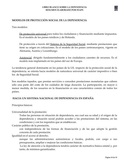 libro blanco sobre la dependencia resumen elaborado por ... - Cermi