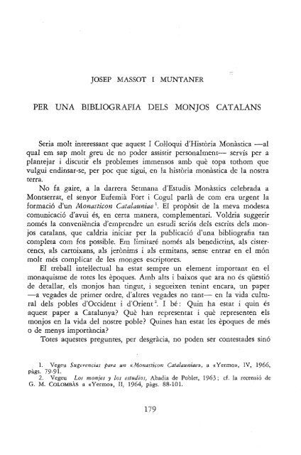 I COL·LOQUI D'HISTORIA DEL MONAQUISME CATALÀ I - Tinet