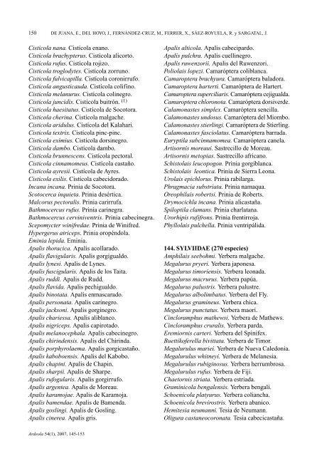 Nombres en Castellano de las Aves del Mundo - SEO/BirdLife