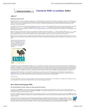 Tutorial de PERL en castellano :Índice - TLDP-ES/LuCAS