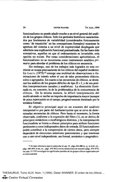 El orden de los clíticos agrupados en castellano - Centro Virtual ...