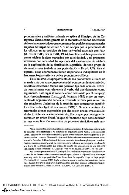 El orden de los clíticos agrupados en castellano - Centro Virtual ...