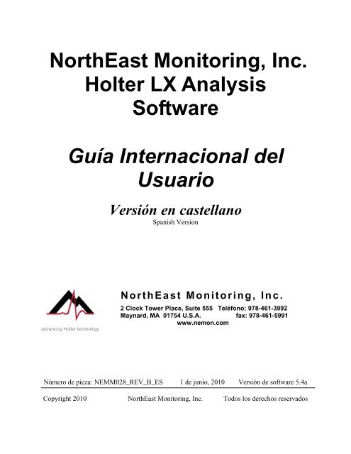 NorthEast Monitoring, Inc. Holter LX Analysis Software Guía ...