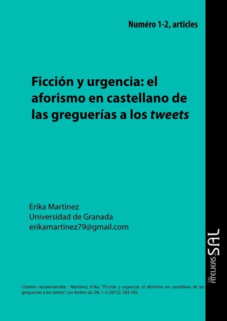 el aforismo en castellano de las greguerías a los tweets