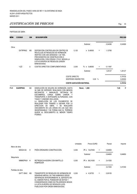 Memòria projecte executiu - Ibiza