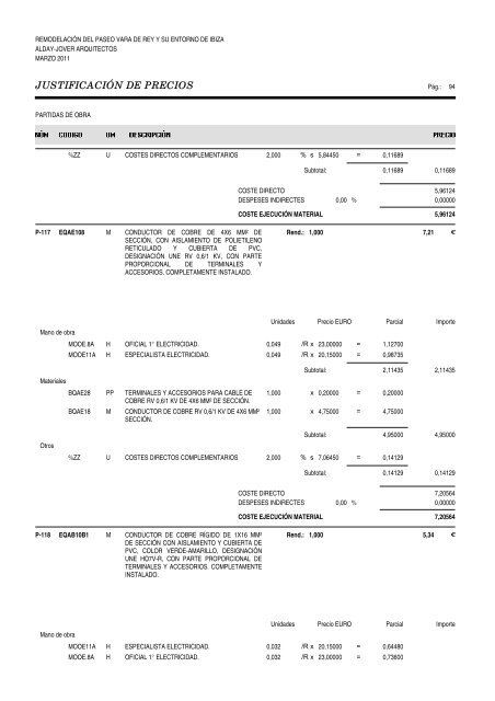 Memòria projecte executiu - Ibiza