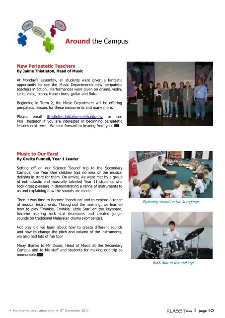 Issue No. 006, 9th December 2011 - The Alice Smith School