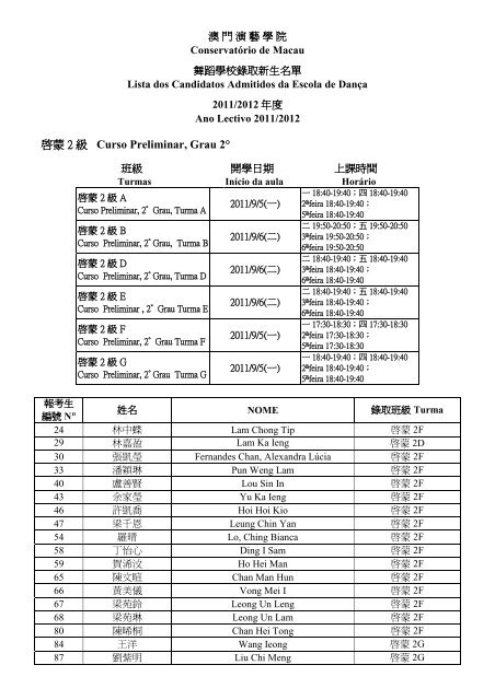 啟蒙2 級Curso Preliminar, Grau 2°