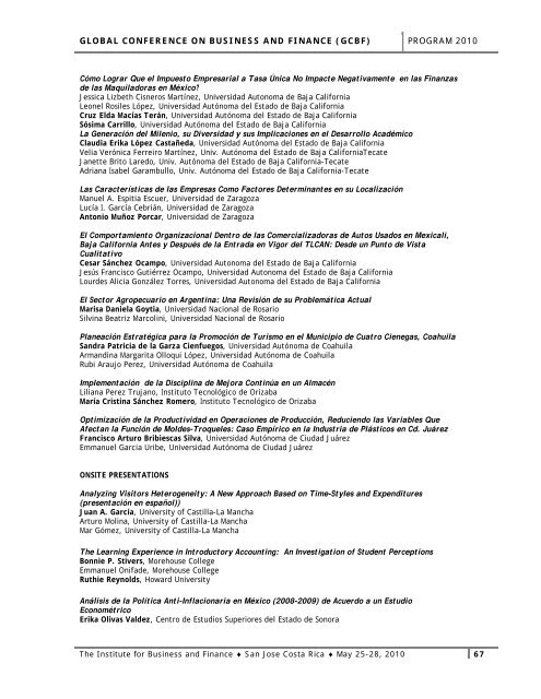 Table of Contents - The Institute for Business and Finance Research ...