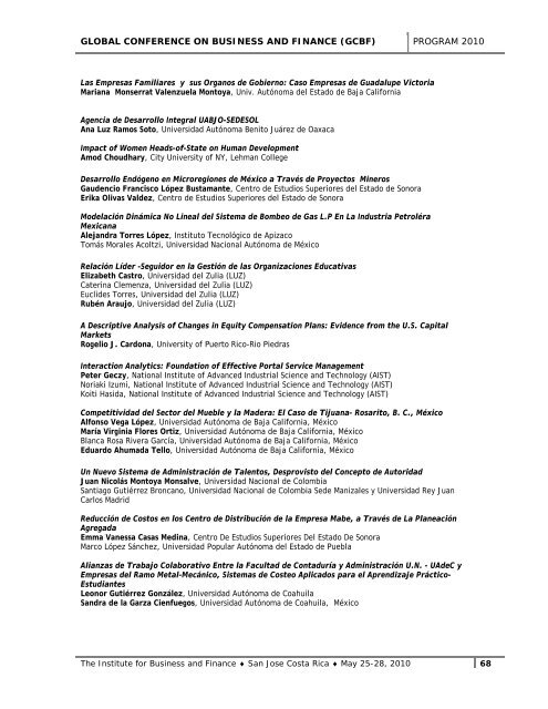 Table of Contents - The Institute for Business and Finance Research ...