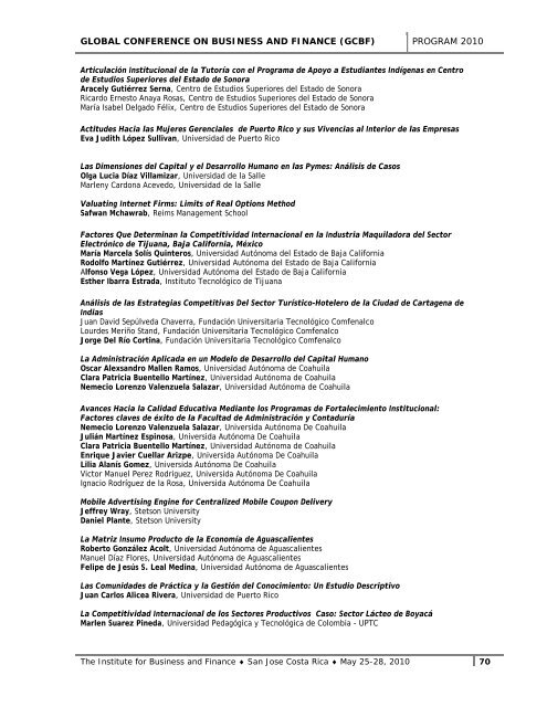 Table of Contents - The Institute for Business and Finance Research ...