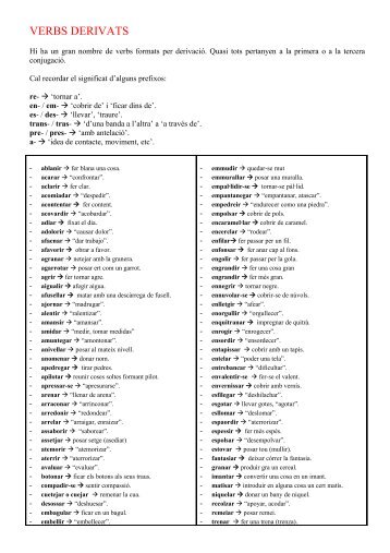 VERBS DERIVATS