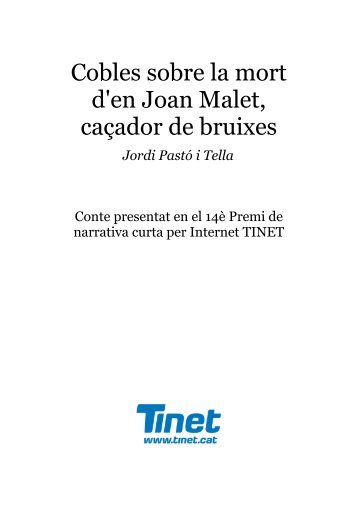 Cobles sobre la mort d'en Joan Malet, caçador de bruixes - Tinet