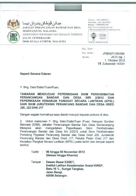 surat tawaran menduduki peperiksaan skim perkhidmatan ... - JPBD