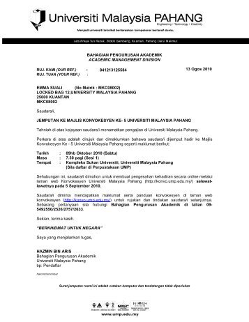 No Matrik : MKC08002 - Universiti Malaysia Pahang